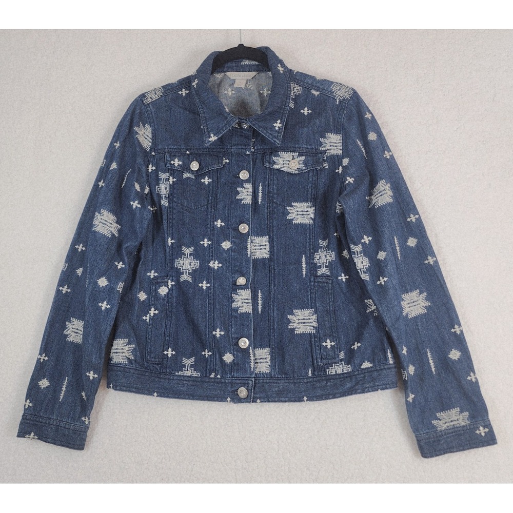 Vtg Laura Ashley Women S Denim Jacket Embroidered Southwest Jeweled 100% Cotton